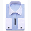 Alimens & Gentle Mens French Cuff Dress Shirt Men Long Sleeve Solid Color Striped Style Cufflink Include 2019 Fashion New
