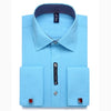 Alimens & Gentle Mens French Cuff Dress Shirt Men Long Sleeve Solid Color Striped Style Cufflink Include 2019 Fashion New